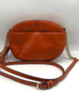 Michael Kors Burnt Orange Leather Floral Applique Crossbody Bag