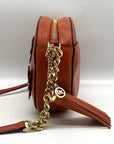 Michael Kors Burnt Orange Leather Floral Applique Crossbody Bag