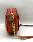 Michael Kors Burnt Orange Leather Floral Applique Crossbody Bag