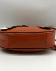 Michael Kors Burnt Orange Leather Floral Applique Crossbody Bag