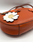 Michael Kors Burnt Orange Leather Floral Applique Crossbody Bag