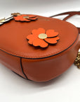 Michael Kors Burnt Orange Leather Floral Applique Crossbody Bag