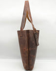 Lee Fashion Brown Distressed Leather Tote Bag