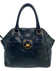 Elliott Lucca Black Leather Gold Accents Satchel Bag