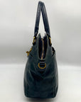 Elliott Lucca Black Leather Gold Accents Satchel Bag