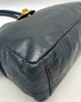 Elliott Lucca Black Leather Gold Accents Satchel Bag