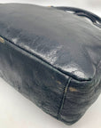 Elliott Lucca Black Leather Gold Accents Satchel Bag