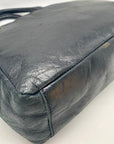 Elliott Lucca Black Leather Gold Accents Satchel Bag