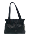 Tignanello Dark Brown Pebbled Leather Drawstring Shoulder Bag