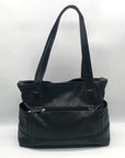 Tignanello Dark Brown Pebbled Leather Drawstring Shoulder Bag