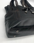Tignanello Dark Brown Pebbled Leather Drawstring Shoulder Bag