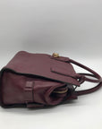 Michael Kors Burgundy Pebbled Leather Laila Medium Satchel Bag