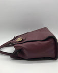 Michael Kors Burgundy Pebbled Leather Laila Medium Satchel Bag