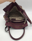 Michael Kors Burgundy Pebbled Leather Laila Medium Satchel Bag