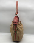 Adrienne Vittadini Beige & Coral Raffia Drawstring Shoulder Bag