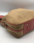 Adrienne Vittadini Beige & Coral Raffia Drawstring Shoulder Bag