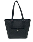Michael Kors Black Monogram Jet Set Snap Pocket Tote Bag