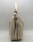 Cream Faux Leather Tassel Design Slouchy Tote Bag