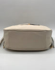 Cream Faux Leather Tassel Design Slouchy Tote Bag