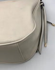 Cream Faux Leather Tassel Design Slouchy Tote Bag
