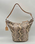 Cole Haan Python-Embossed Tan Leather Hobo Shoulder Bag