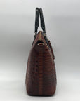 Brahmin Green & Brown Croc-Embossed Leather Large Duxbury Satchel