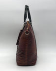 Brahmin Green & Brown Croc-Embossed Leather Large Duxbury Satchel