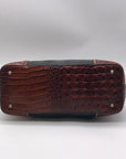 Brahmin Green & Brown Croc-Embossed Leather Large Duxbury Satchel