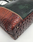 Brahmin Green & Brown Croc-Embossed Leather Large Duxbury Satchel