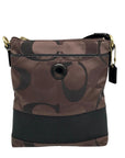 Coach Brown Monogram Canvas Signature Stripe Crossbody Bag