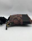 Coach Brown Monogram Canvas Signature Stripe Crossbody Bag