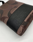Coach Brown Monogram Canvas Signature Stripe Crossbody Bag