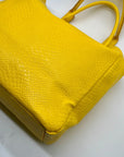 Neiman Marcus Yellow FauxSnake-Embossed Tote