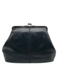 Patricia Nash Black Pebbled Leather Convertible Kiss-Lock Satchel