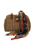 Patricia Nash Tan Straw Satchel Bag With Scarf