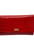 Kate Spade Red Croc Embossed Leather Bristol Drive Phoenix Wallet