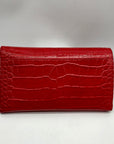 Kate Spade Red Croc Embossed Leather Bristol Drive Phoenix Wallet