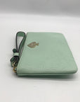 Kate Spade Mint Green Pebbled Leather Leroy Street Bee Wristlet