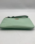 Kate Spade Mint Green Pebbled Leather Leroy Street Bee Wristlet