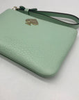Kate Spade Mint Green Pebbled Leather Leroy Street Bee Wristlet
