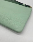 Kate Spade Mint Green Pebbled Leather Leroy Street Bee Wristlet