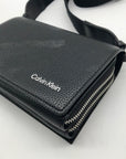 Calvin Klein Black Pebbled Faux Leather Wallet Crossbody & Coin Pouch