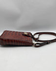 Brahmin Pecan Croc Embossed Leather Marley Crossbody Bag