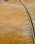 Michael Kors Brown Leather Astor Studded Hobo Shoulder Bag