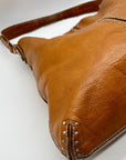 Michael Kors Brown Leather Astor Studded Hobo Shoulder Bag