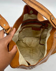 Michael Kors Brown Leather Astor Studded Hobo Shoulder Bag