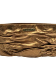 Michael Kors Bronze Leather Ruched Clutch Bag