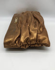 Michael Kors Bronze Leather Ruched Clutch Bag