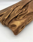 Michael Kors Bronze Leather Ruched Clutch Bag