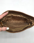 Michael Kors Bronze Leather Ruched Clutch Bag